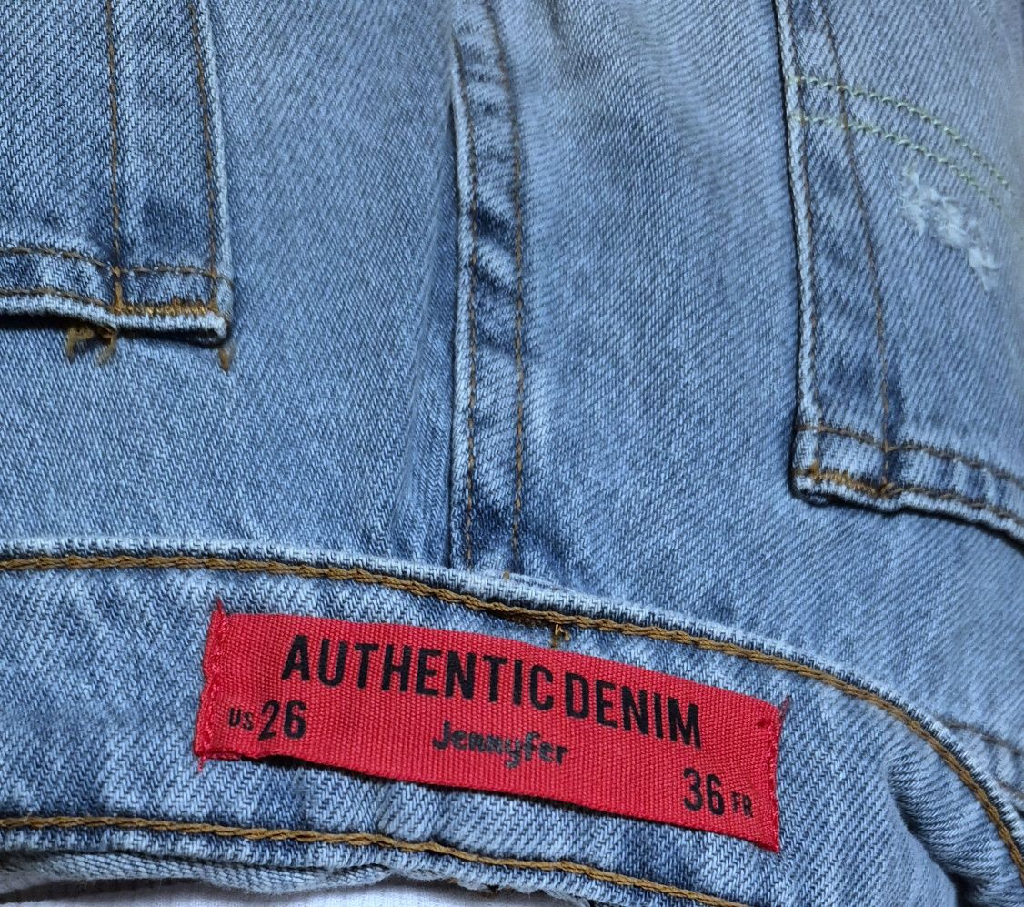 Szorty damskie dżinsowe Authentic Denim roz.36 niebieskie, średni stan