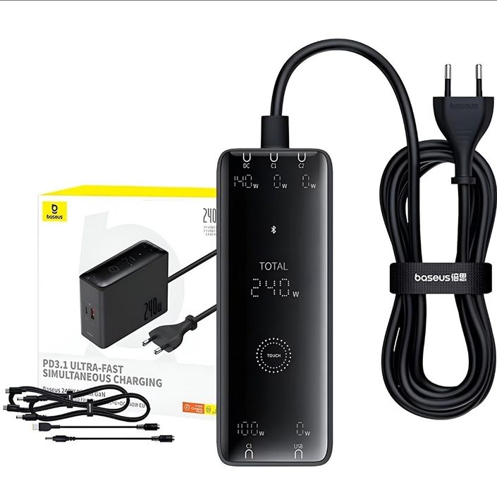 Зарядний пристрій Baseus Digital Fast GaN Charger 240W, розумний з APP