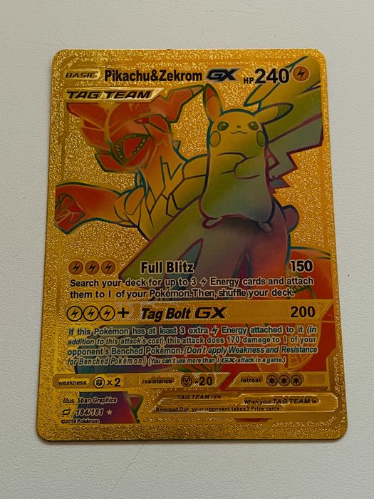 Pokemon Pikachu & Zekrom GX TAG TEAM Secret Rare 184/181 Stan Mint
