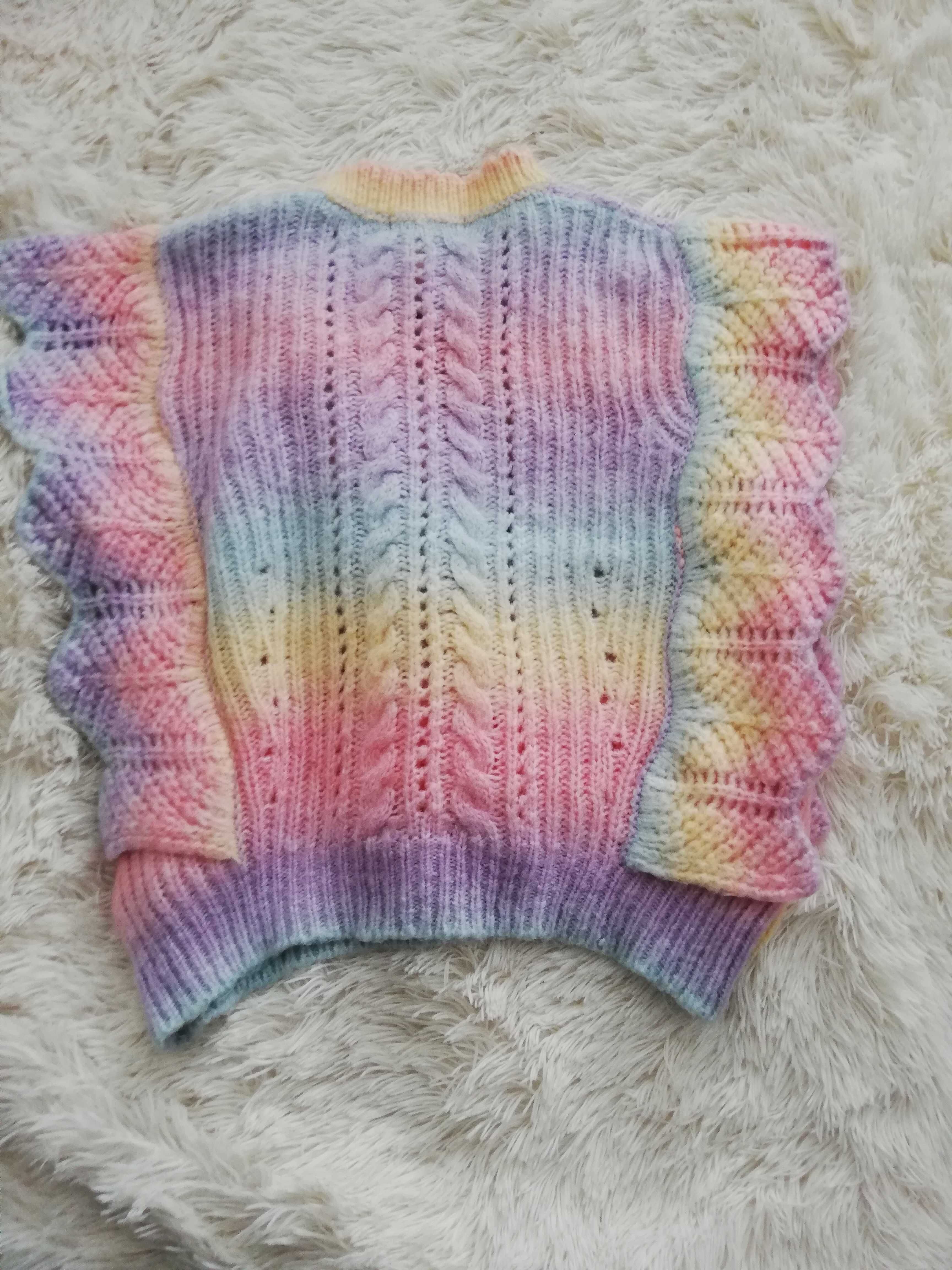 sweter Bisou's project s 36 tęczowy sweterek bezrękawnik s 36