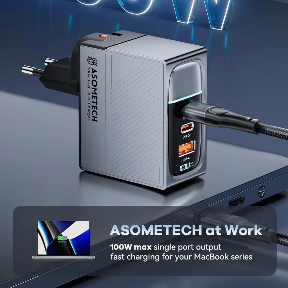 Зарядное устройство 100w Asometech с дисплеем