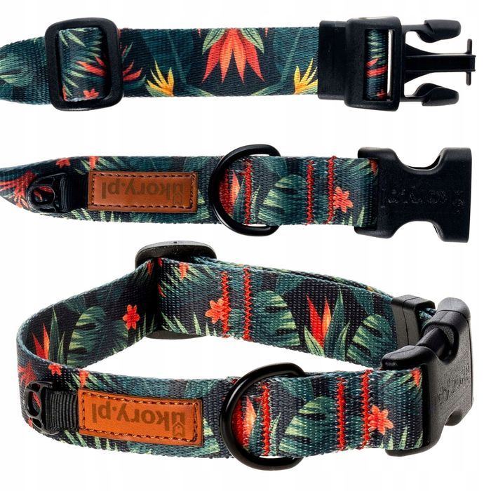 regulowana obroża dla psa kundelka beagle s/m 20 mm  zielona we wzory