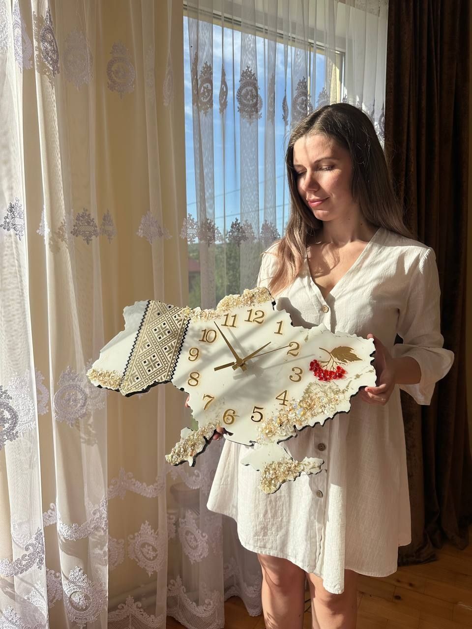 Годинник карта україни, ручної роботи.