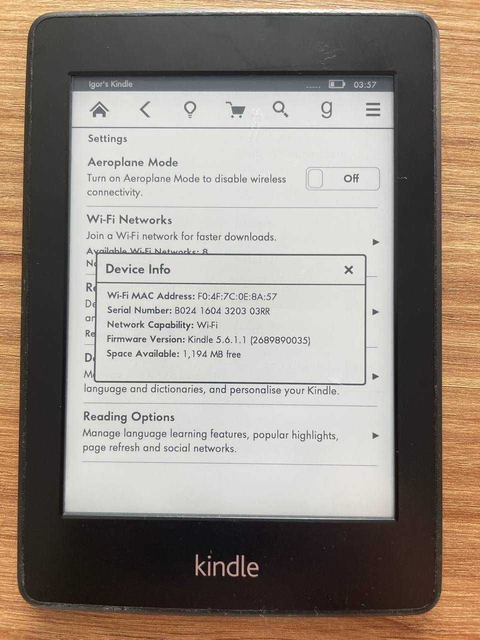 Amazon Kindle Paperwhite 2012