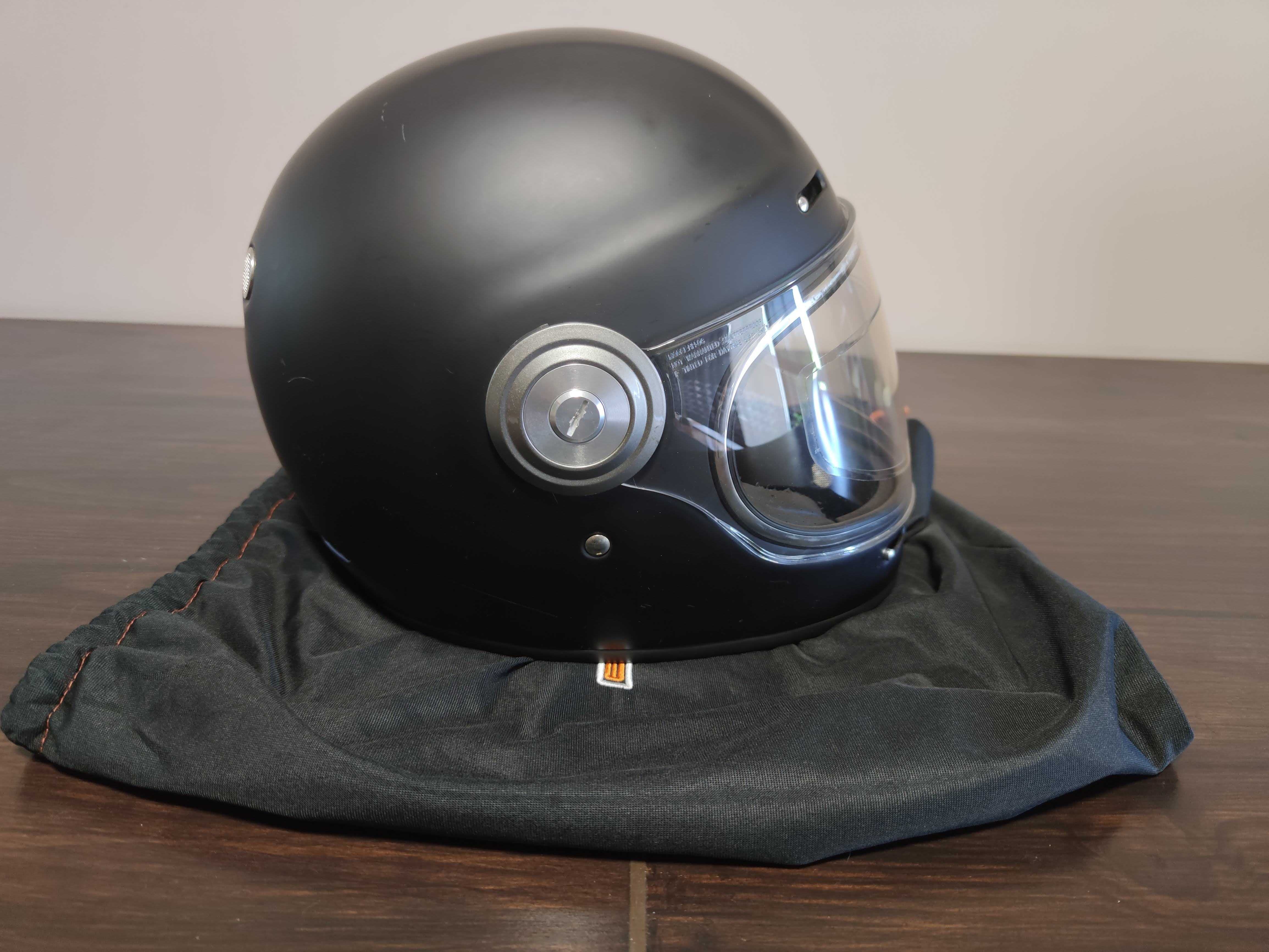 Capacete Origine Vega S preto estilo retro, com caixa e saco original