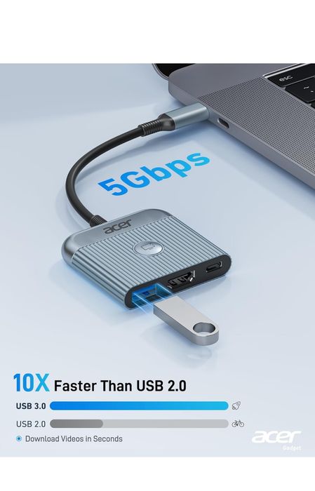 Acer з адаптером 3-в-1 USB-C на HDMI, 4K-60Hz