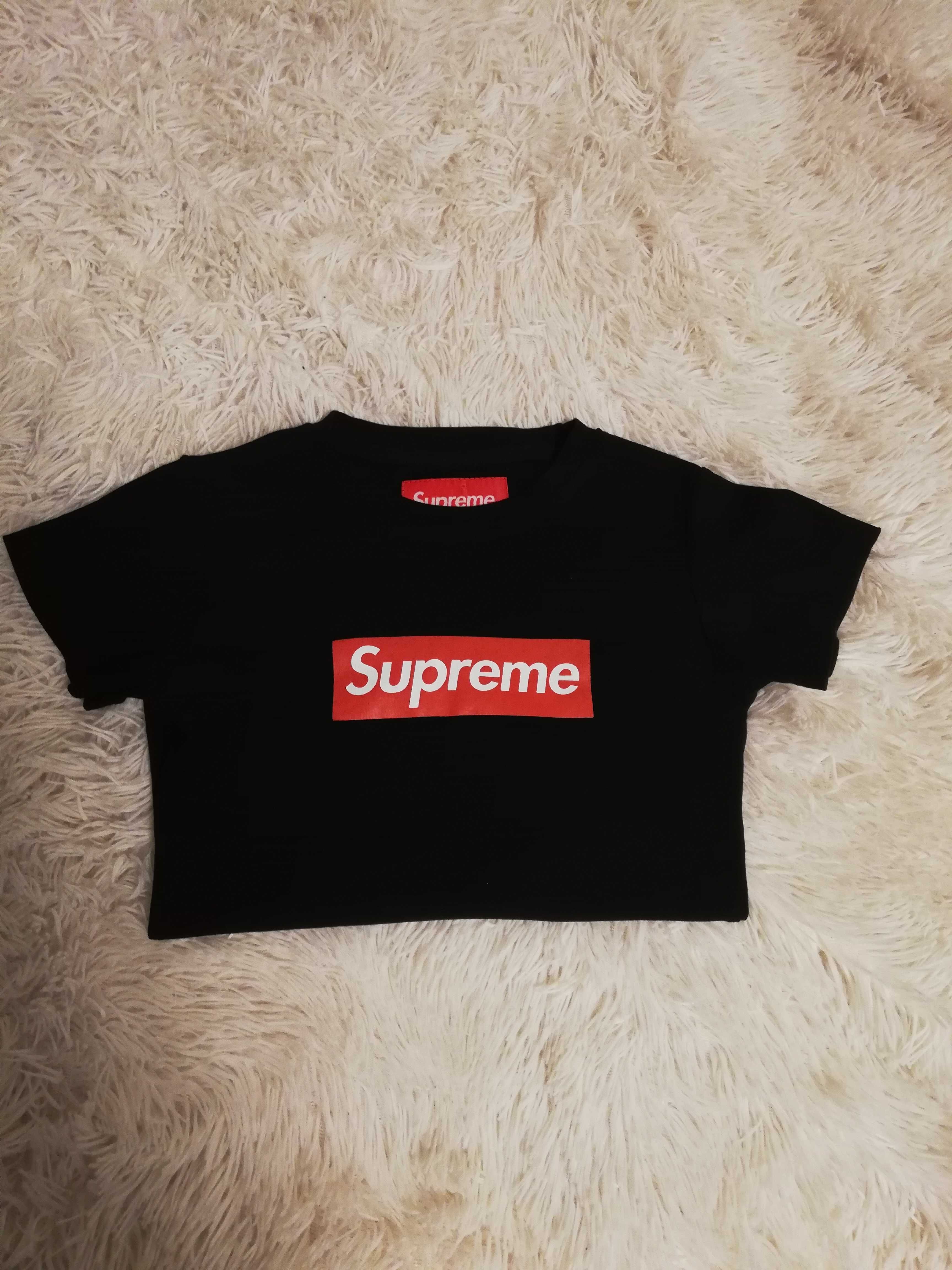 koszulka SUPREME xs s 34 36,  tshirt SUPREME xs 34, xs 158 164 czarna