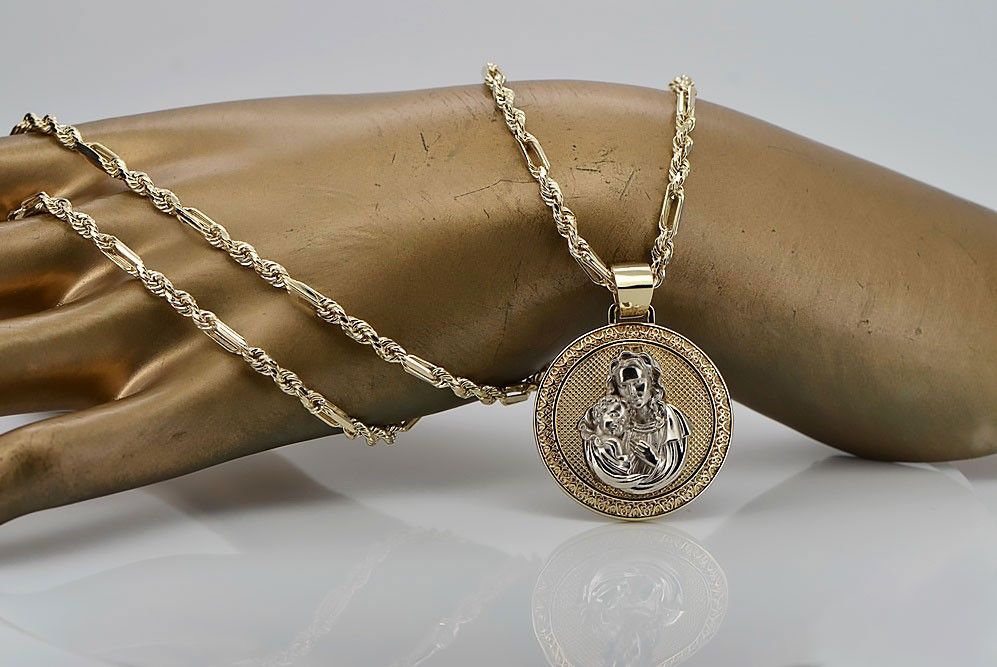 Złoty medalik ikona 14k 585 zawieszka Bozia pm027yw (unisex) Wrocław