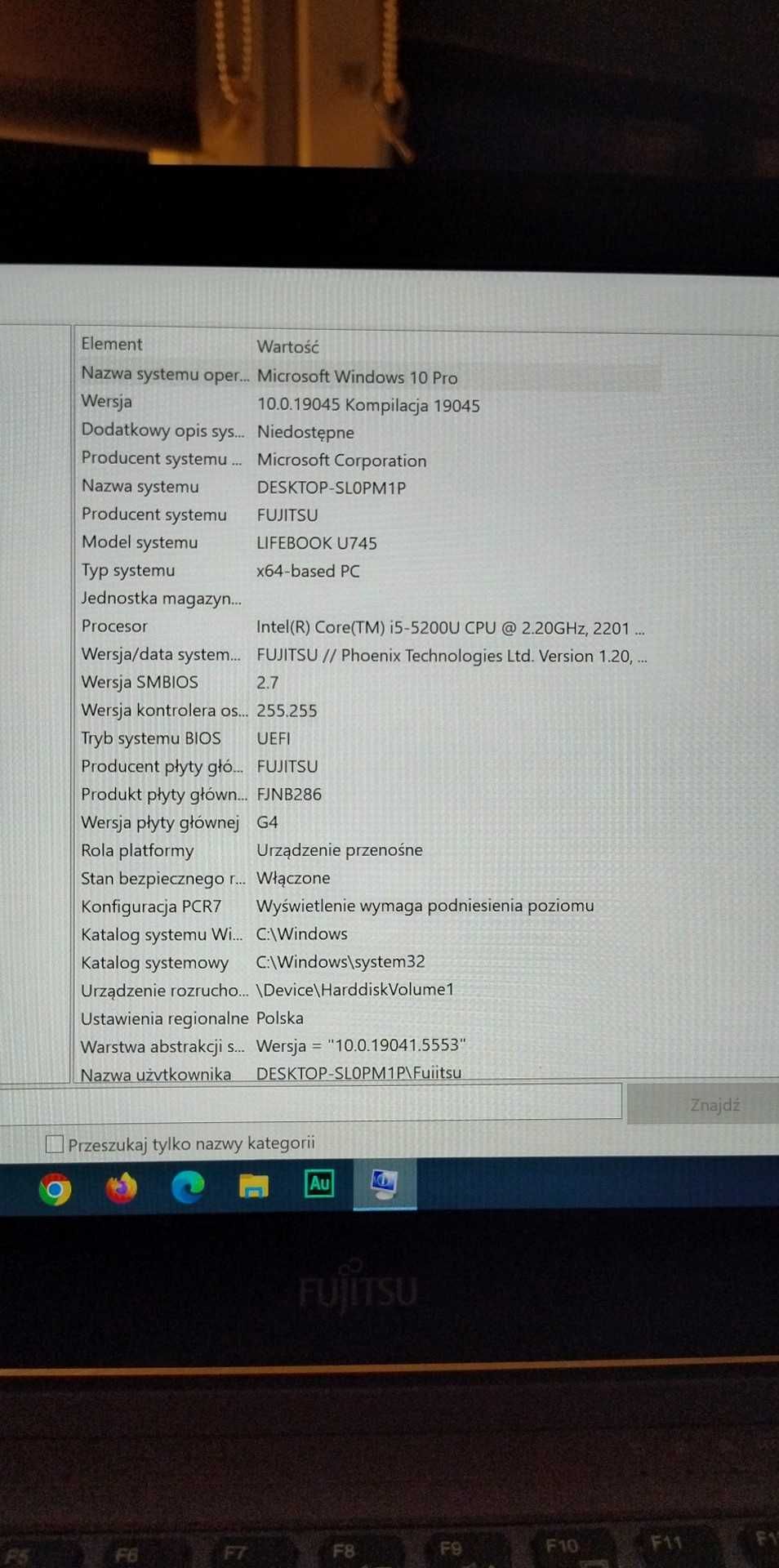 Laptop Fujitsu parametry na zdjęciach