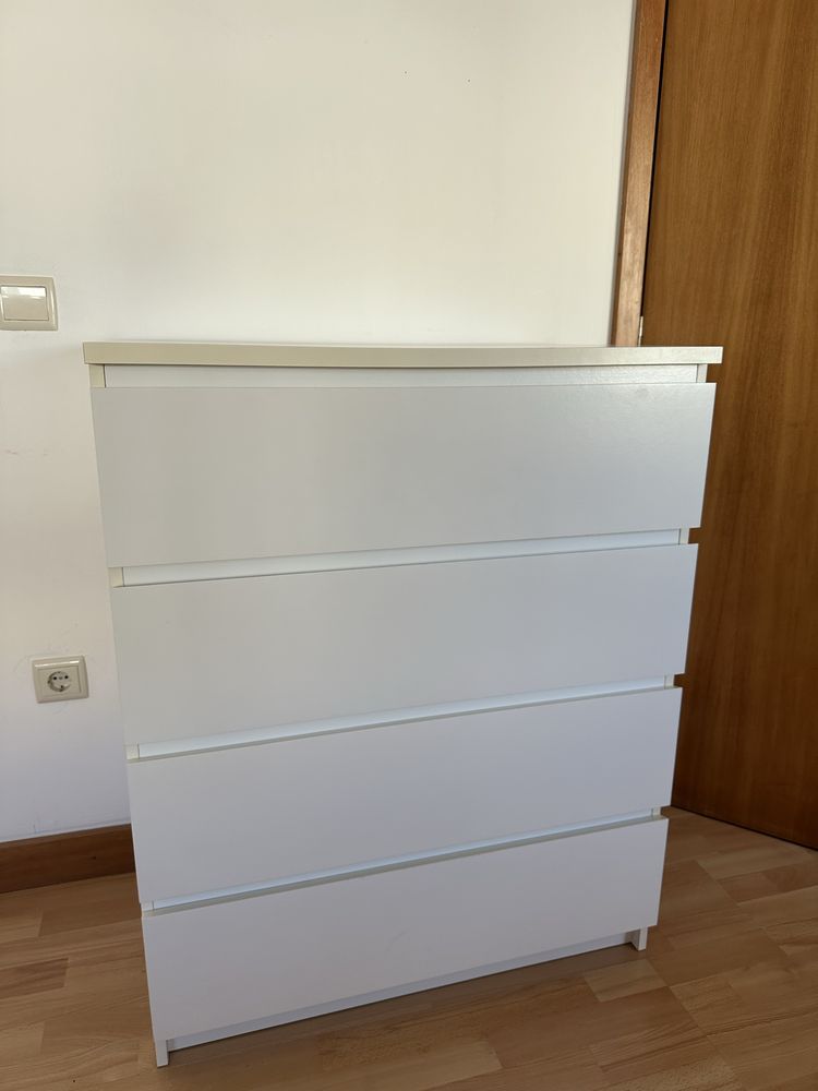 MALM Cómoda c/4 gavetas, branco, 80x100 cm