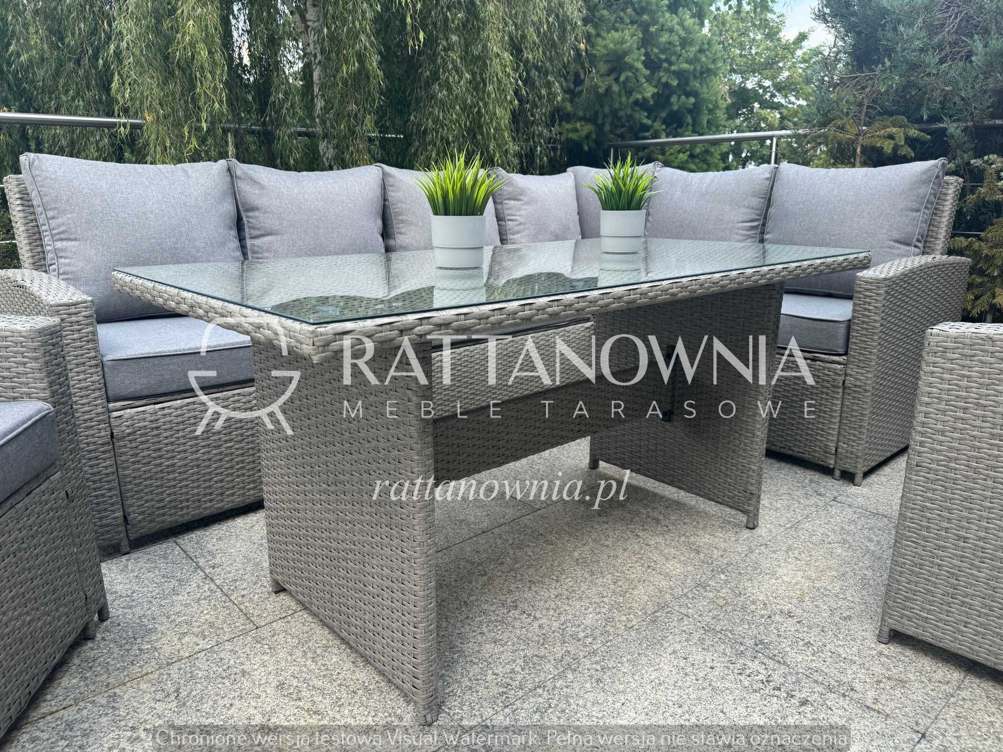 Narożnik Ogrodowy Zestaw Mebli Ogrodowych Tarasowych 3 Fotele Premium