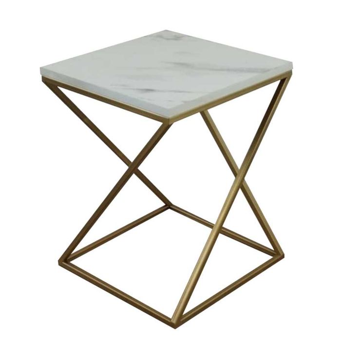 Stolik kawowy nowoczesny złoty biały  nocny boczny pomocniczy loft