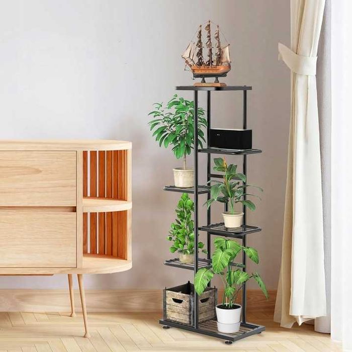 Kwietnik metalowy 6-poziomowy piętrowy stojak doniczki rośliny kwiaty
