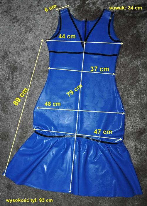 Niebieska sukienka latex 100% guma r. M/L