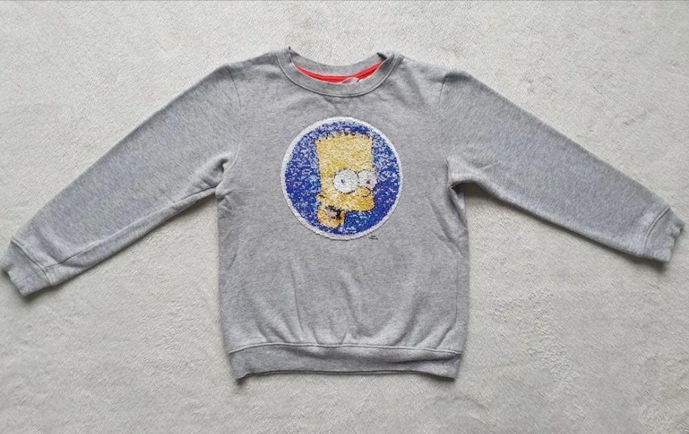 bluza h&m dresowa 122/128 bez kaptura bart simpsons odwracane cekiny