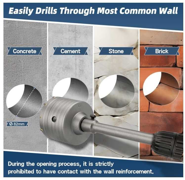 Otwornica do betonu 82mm SDS Plus + wiertło prowadzące Lytool