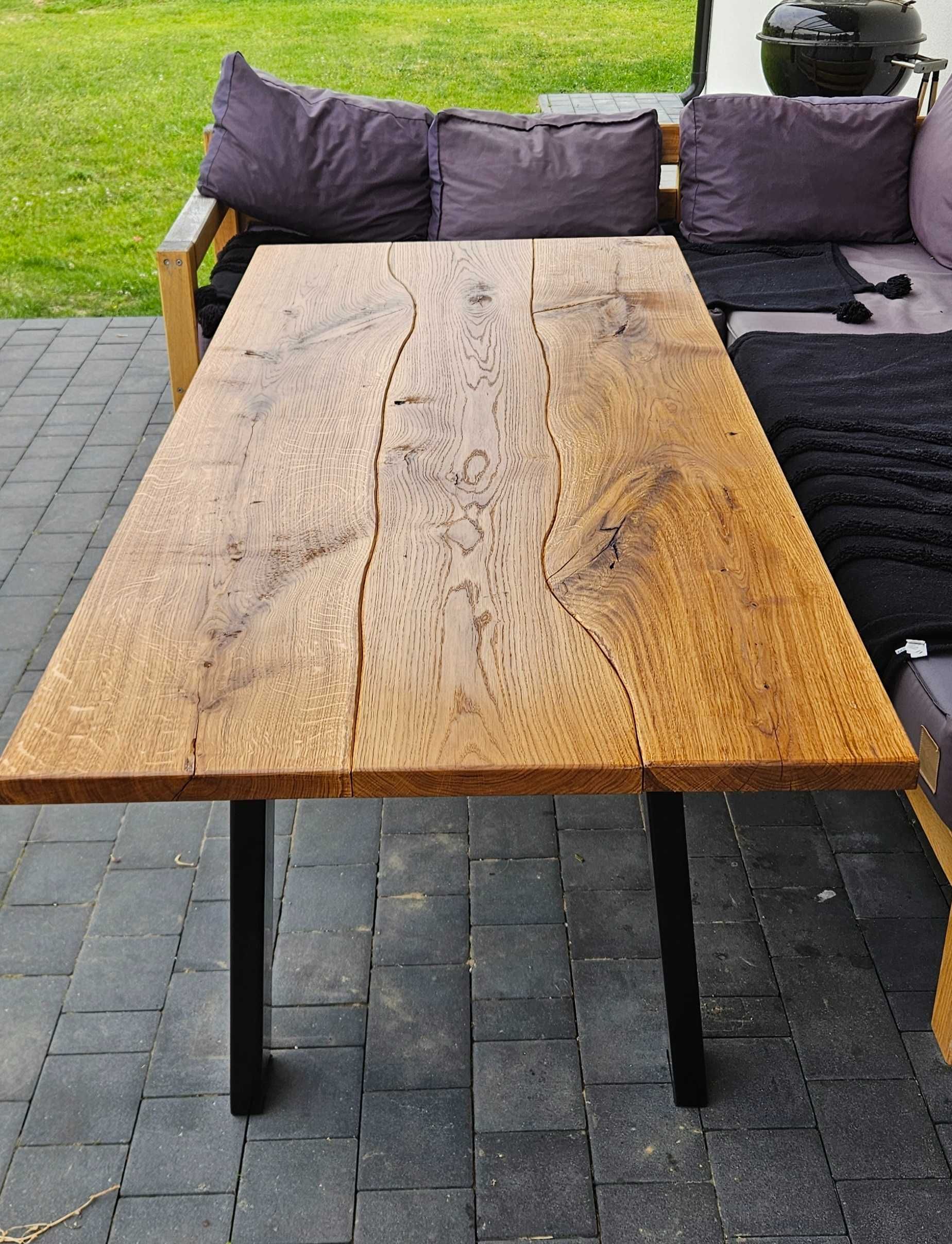 Stół dębowy z litego drewna loft taras