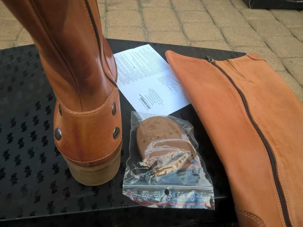 NOWE Buty-Kozaki OFICERKI Damskie38 Natural skóra100% BEŻ I-Klasa Gw6m