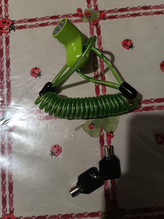 cadeado para moto ou bicicleta cor verde com 2 chaves + oferta brindes
