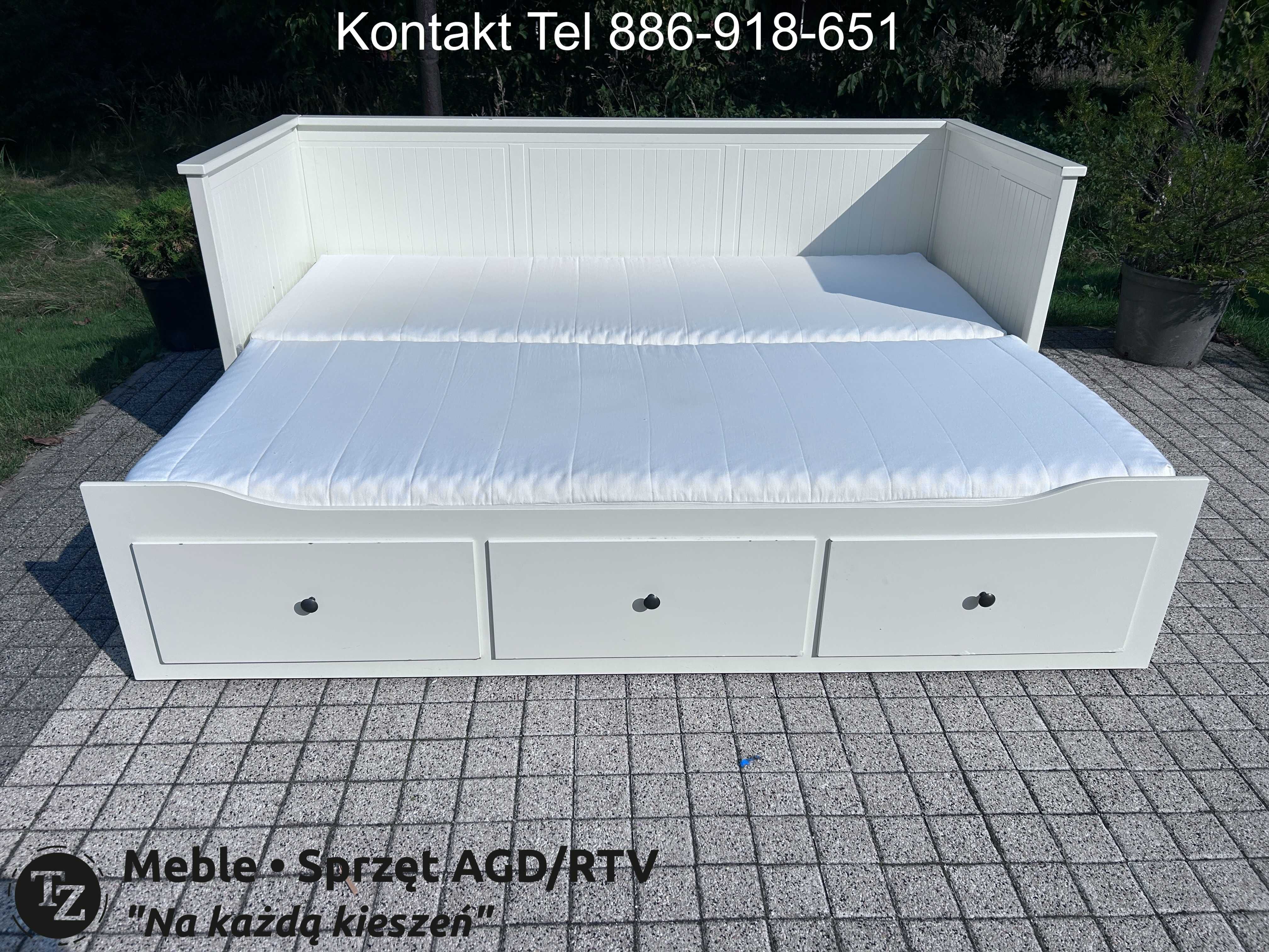 IKEA HEMNES Łóżko Leżanka z 3 szufladami, 2 materace, białe Transport