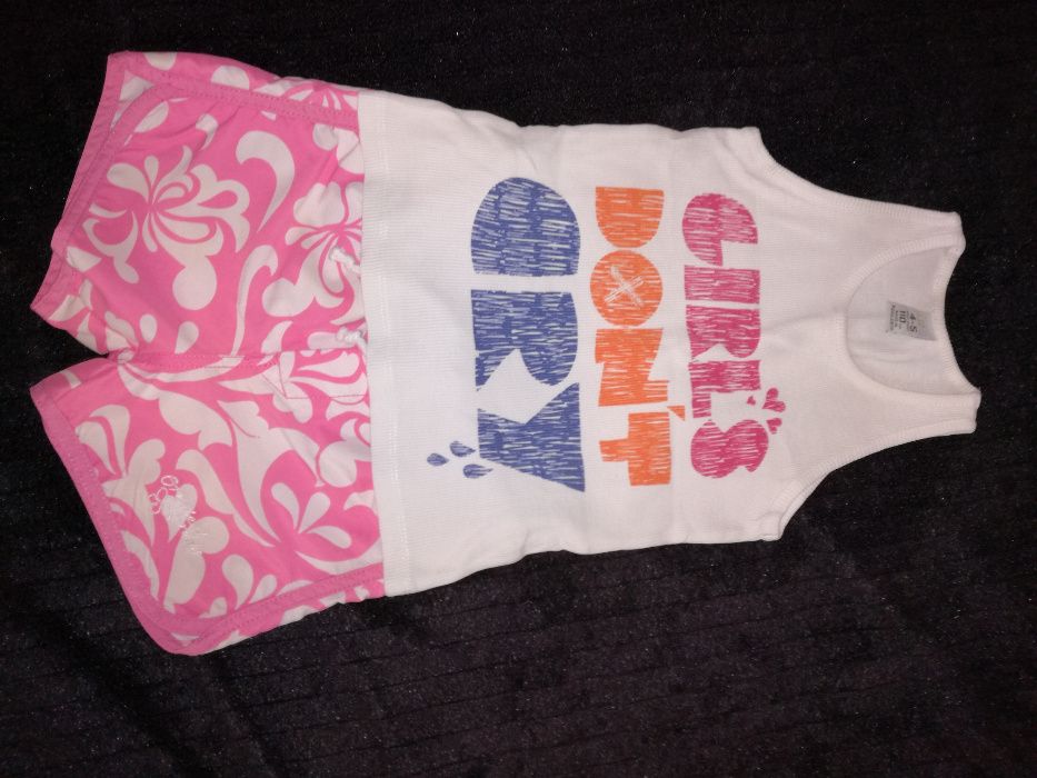 Zestaw, Koszulka Zara oraz spodenki H&M dla dziewczynki w roz 110