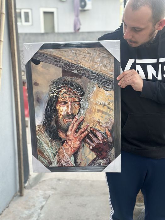 Pintura de cristo em acrilico sobre tela