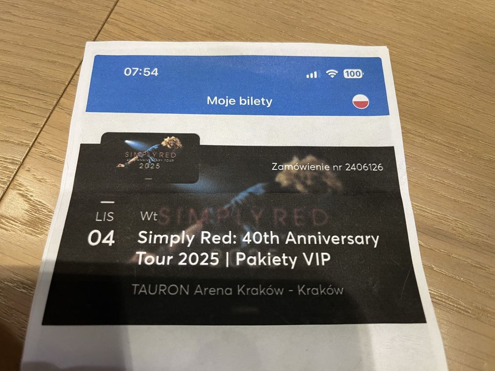 dwa bilety VIP na koncert Simply Red 4.11.25