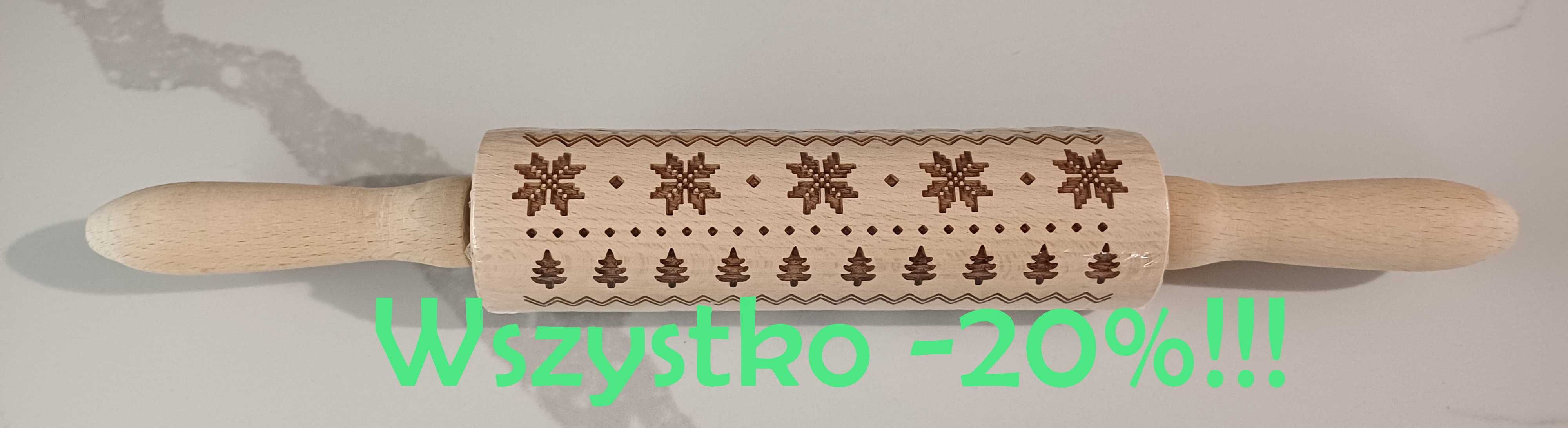 Nowy wałek świąteczny do ciastek, pierników, dł. 36 cm