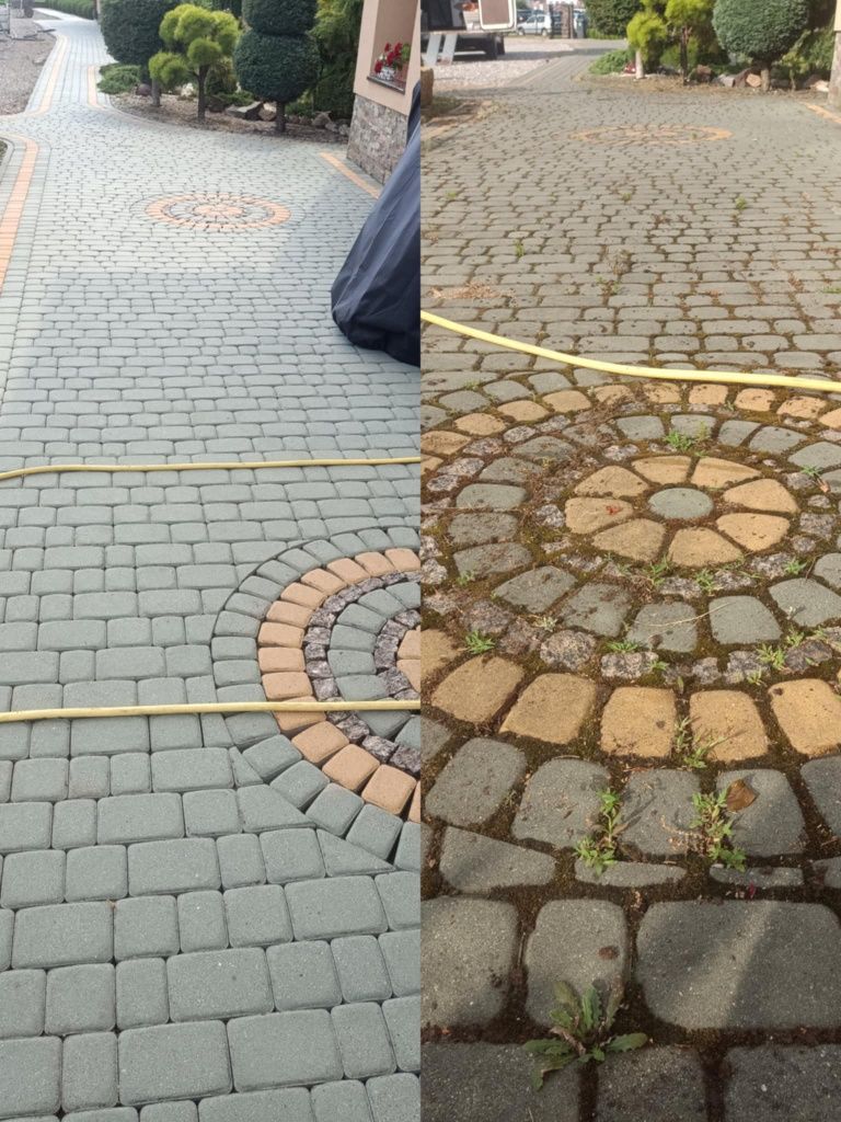 Mycie, czyszczenie kostki brukowej, elewacji, dachów