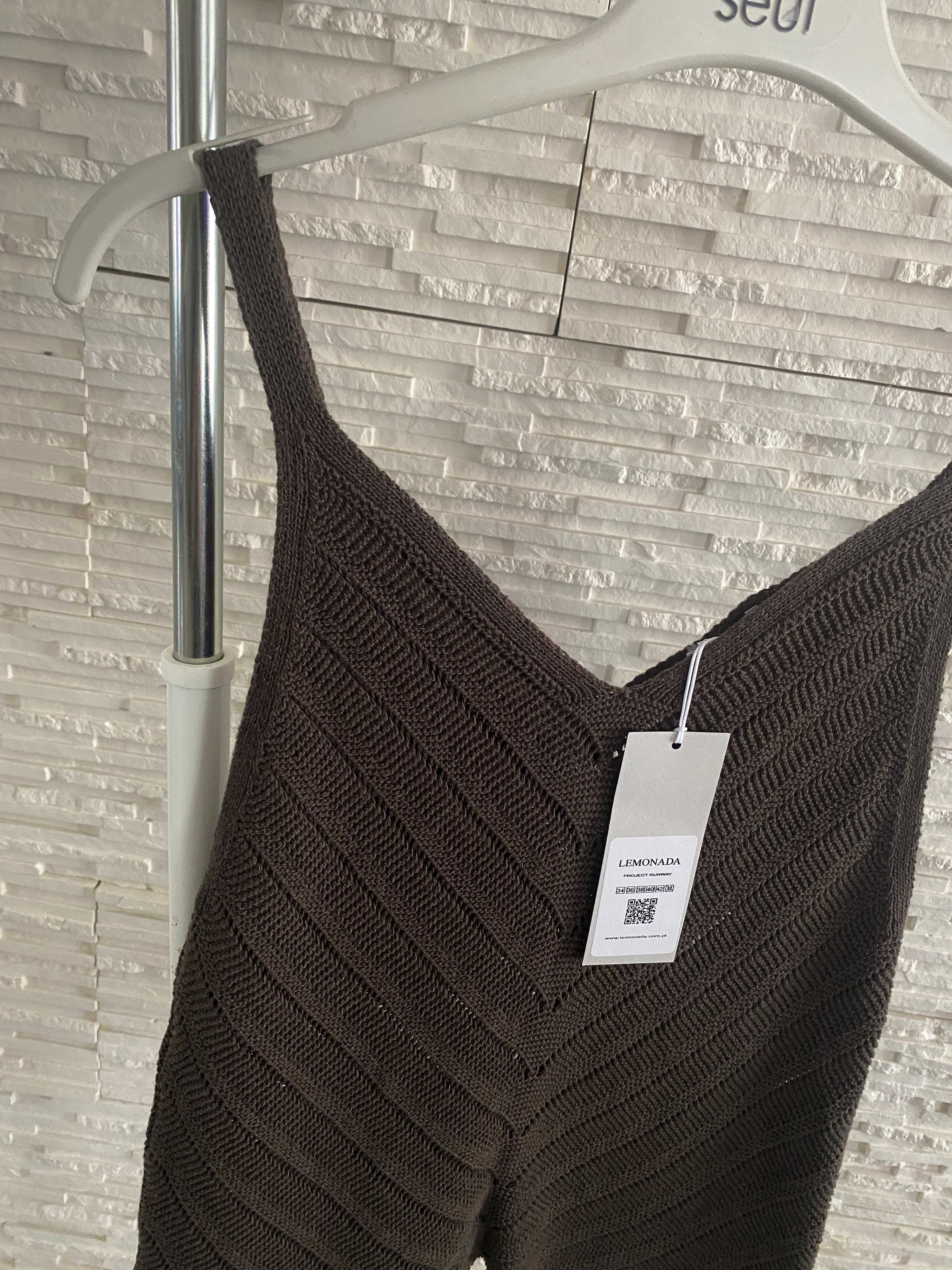 Lemonada nowy top sweterkowy ażurowy czekolada