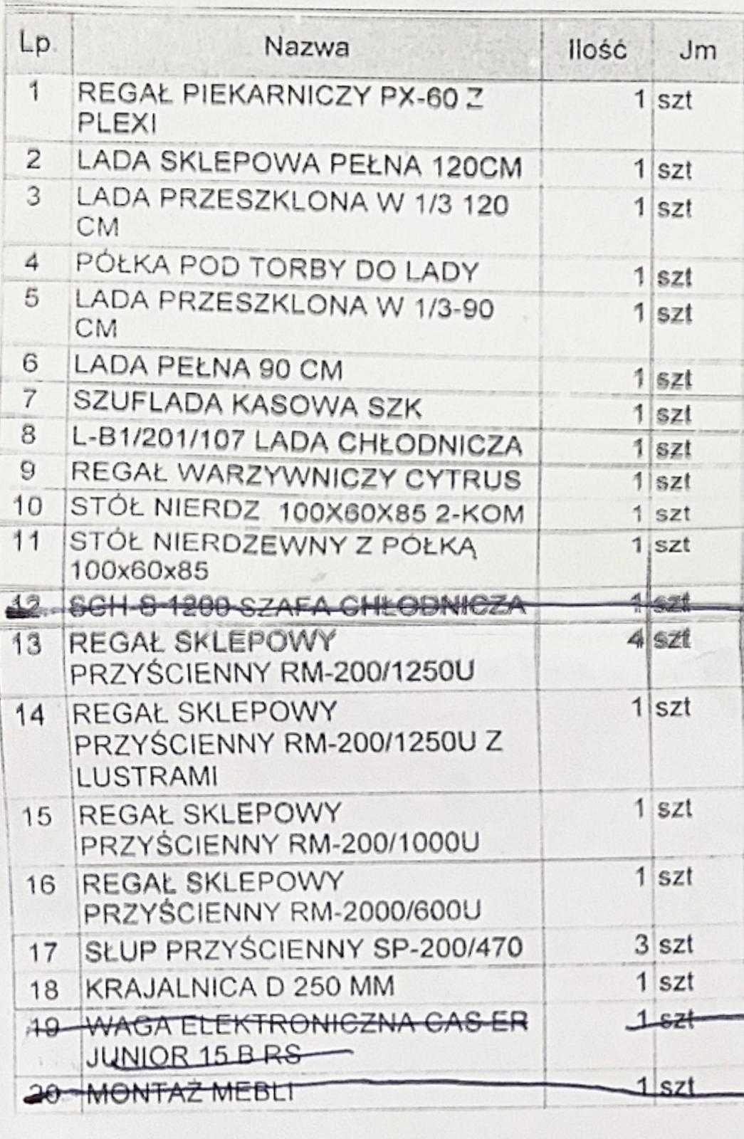 Wyposażenie sklepu spożywczego, stan bardzo dobry
