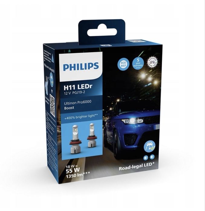 Żarówki LED H11 Philips Ultinon Pro6000 komplet! Homologacja Polska!