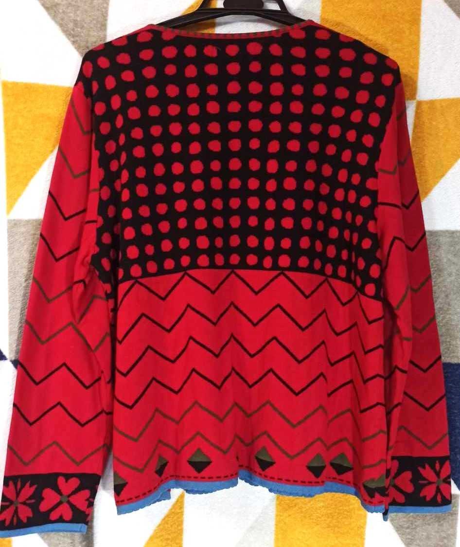 Sweter kardigan damski wiosenny bawełniany L kolorowy wzorzysty  etno