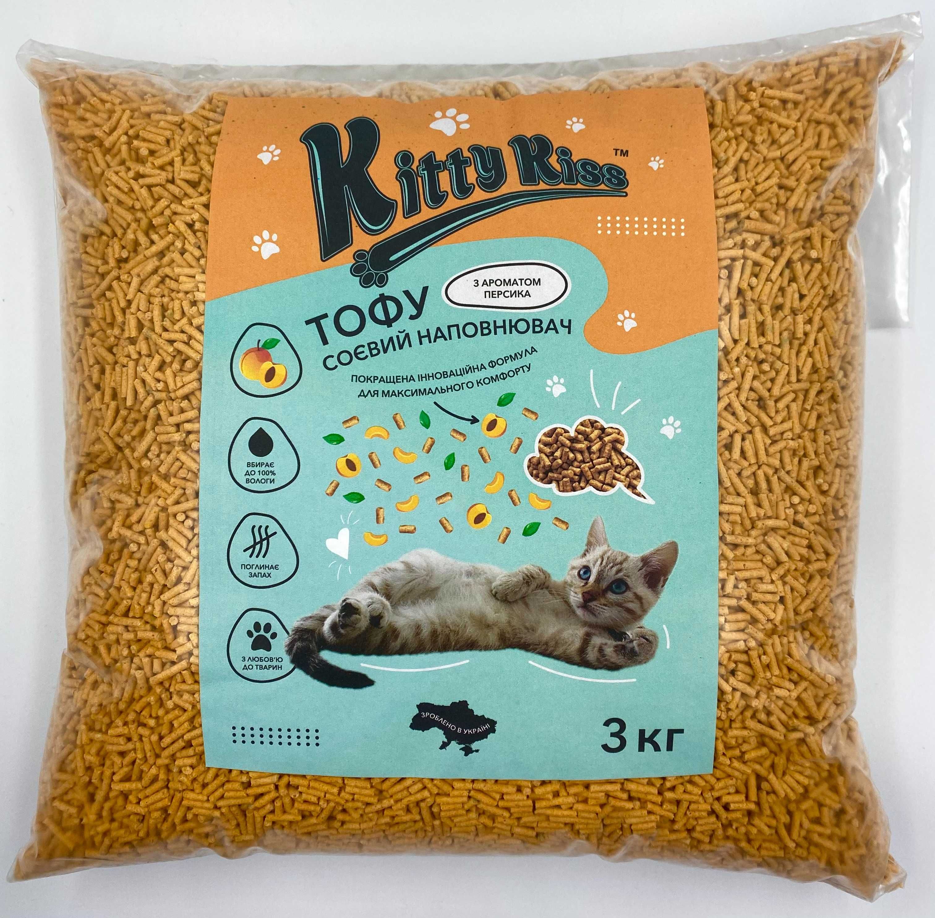 Тофу, TOFU соевий наповнювач, комкуючий наполнитель для котов 3 кг