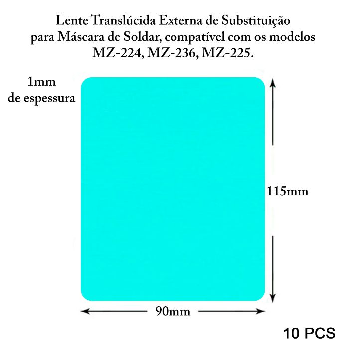 Lente de Substituição Máscara de Soldar Modelo MZ-224 (10 Pcs)