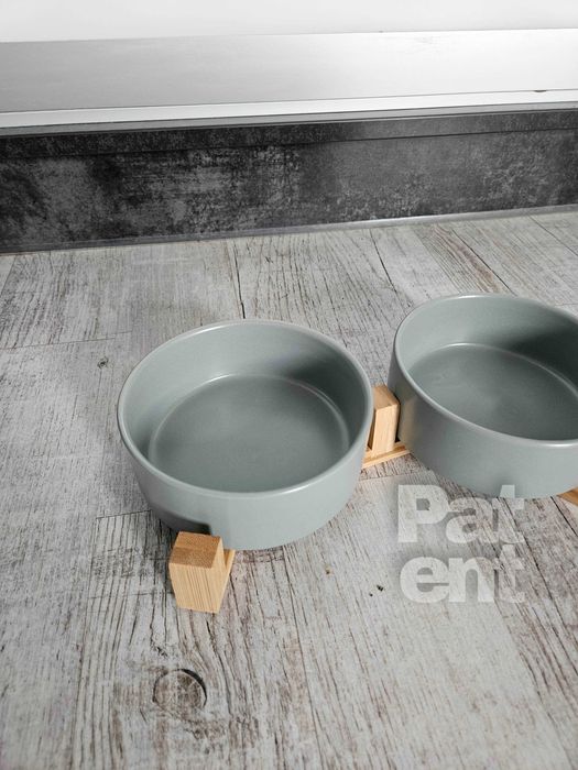 Miski ceramiczne dla psa kota zestaw 2 sztuki x 400 ml szare