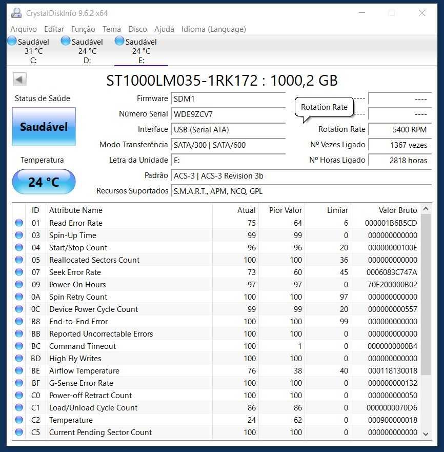 Disco Seagate 1TB 128mb cache