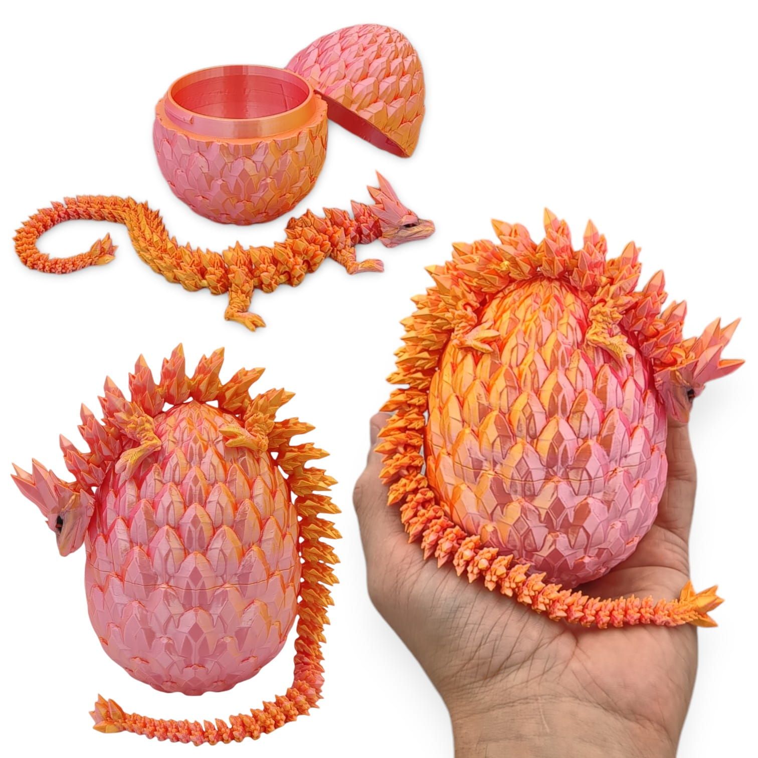 Kryształowy Smok Mini + Jajko, 30cm Długość, Figurka Przegubowa 49B4S