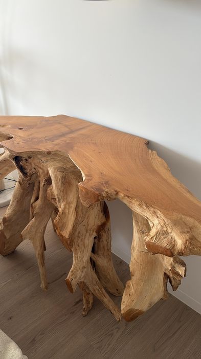 Consola maciça feita à mão da raiz da madeira natural, medida: 150×45