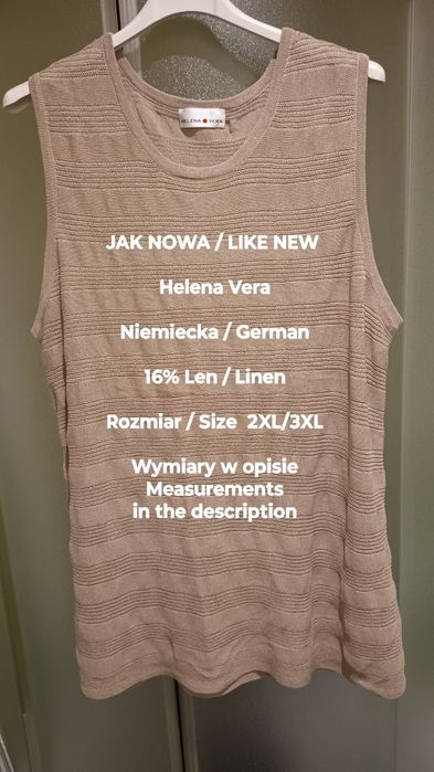 Helena Vera  Niemiecka damska tunika / pulower lniany, 16% Len, 2XL/3X