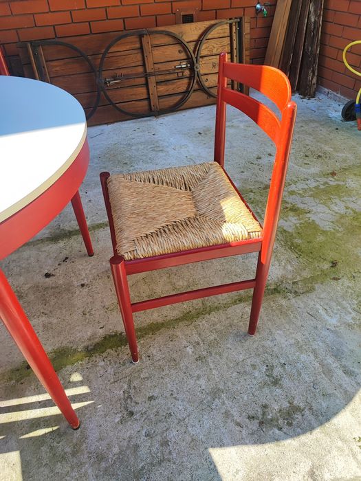 Stół i 4 krzesła wloski komplet lata 70 Boho