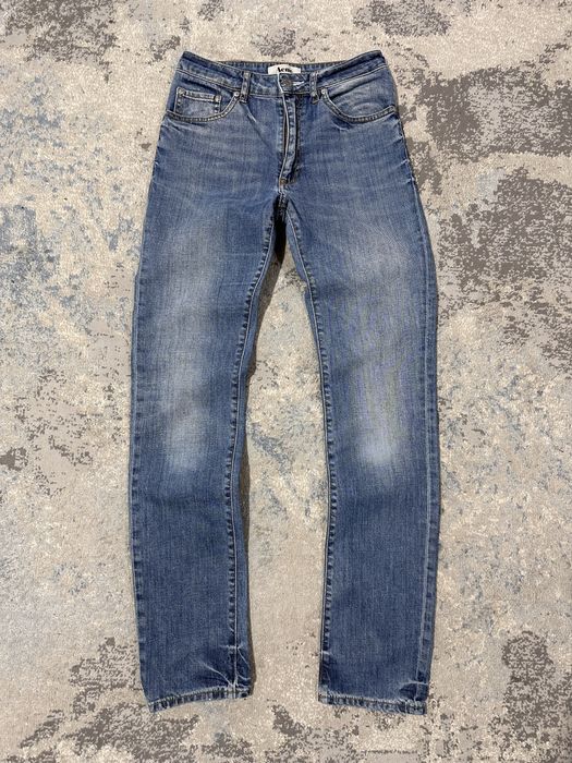 Elastyczne niebieskie elastyczne dżinsowe spodnie jeans ACNE