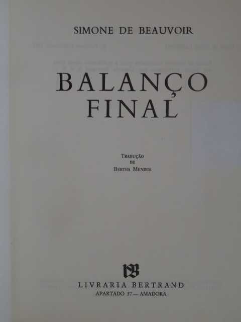 Balanço Final de Simone de Beauvoir