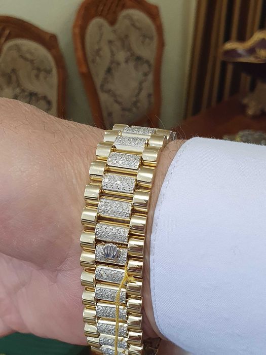 ZŁOTA BRANSOLETKA 585 Waga-67.1 gr.Z Diamentami-412szt,Ręcznie Robiona