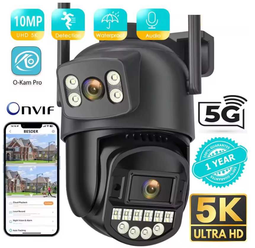 Вулична Wifi камера відеоспостереження Camera 4K PTZ 8Mp колір чорний
