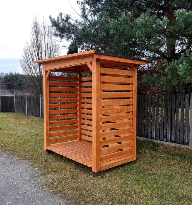 Drewutnia ogrodowa drewniana 2 x 1,1m, solidna wiata na drewno opałowe