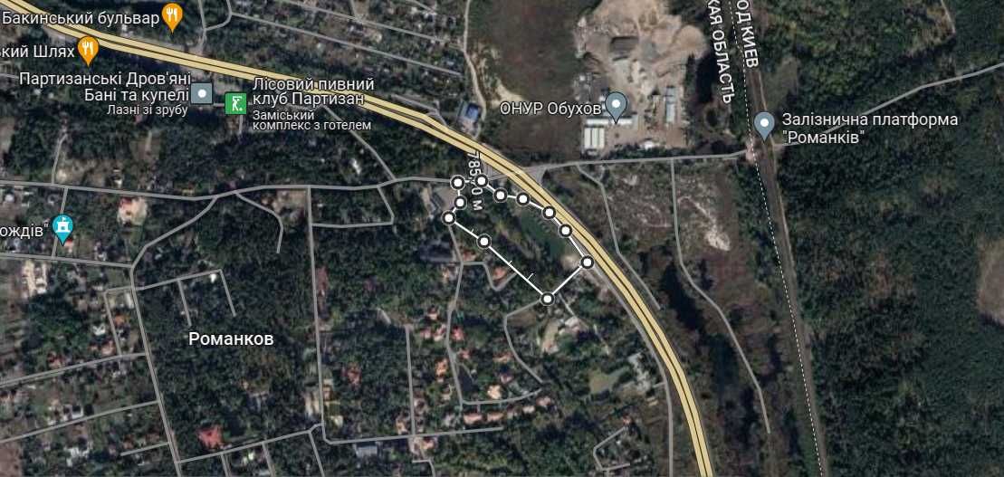 Дніпровське шосе, продаж земельноі ділянки 3 Га під житлову забудову