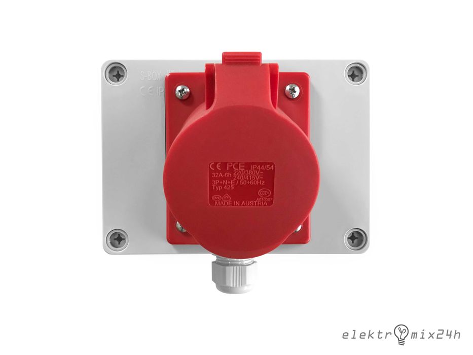 Rozdzielnica, skrzynka elektryczna natynkowa, gniazdo 1x32A 5P 400V