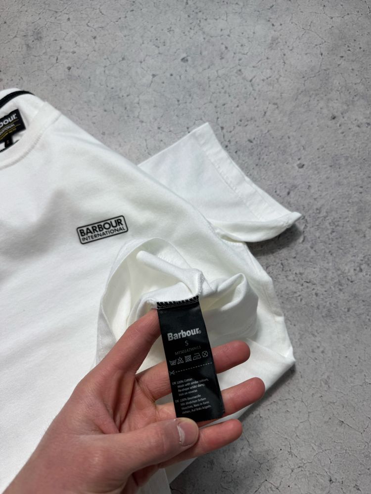 Мужская Футболка Barbour International Оригинал Белая Идеал Размер S