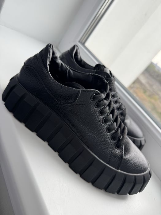 Кеди натуральна шкіра чорні